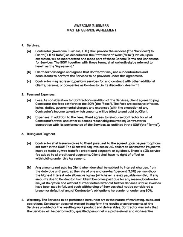 Master service agreement 01